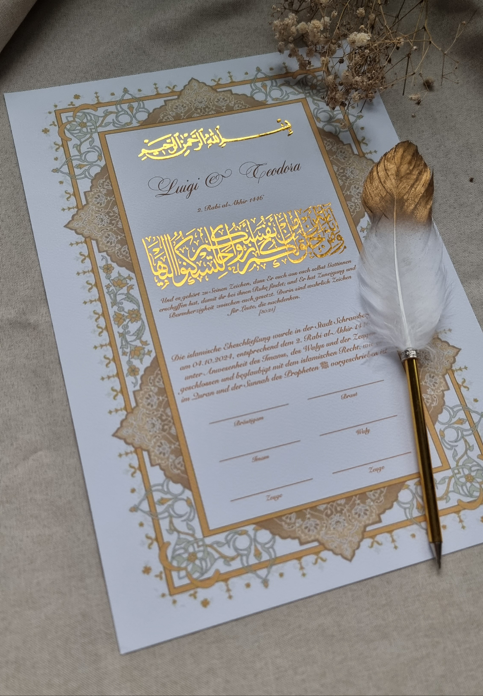 Islamische Eheurkunde Nikah-Zertifikat