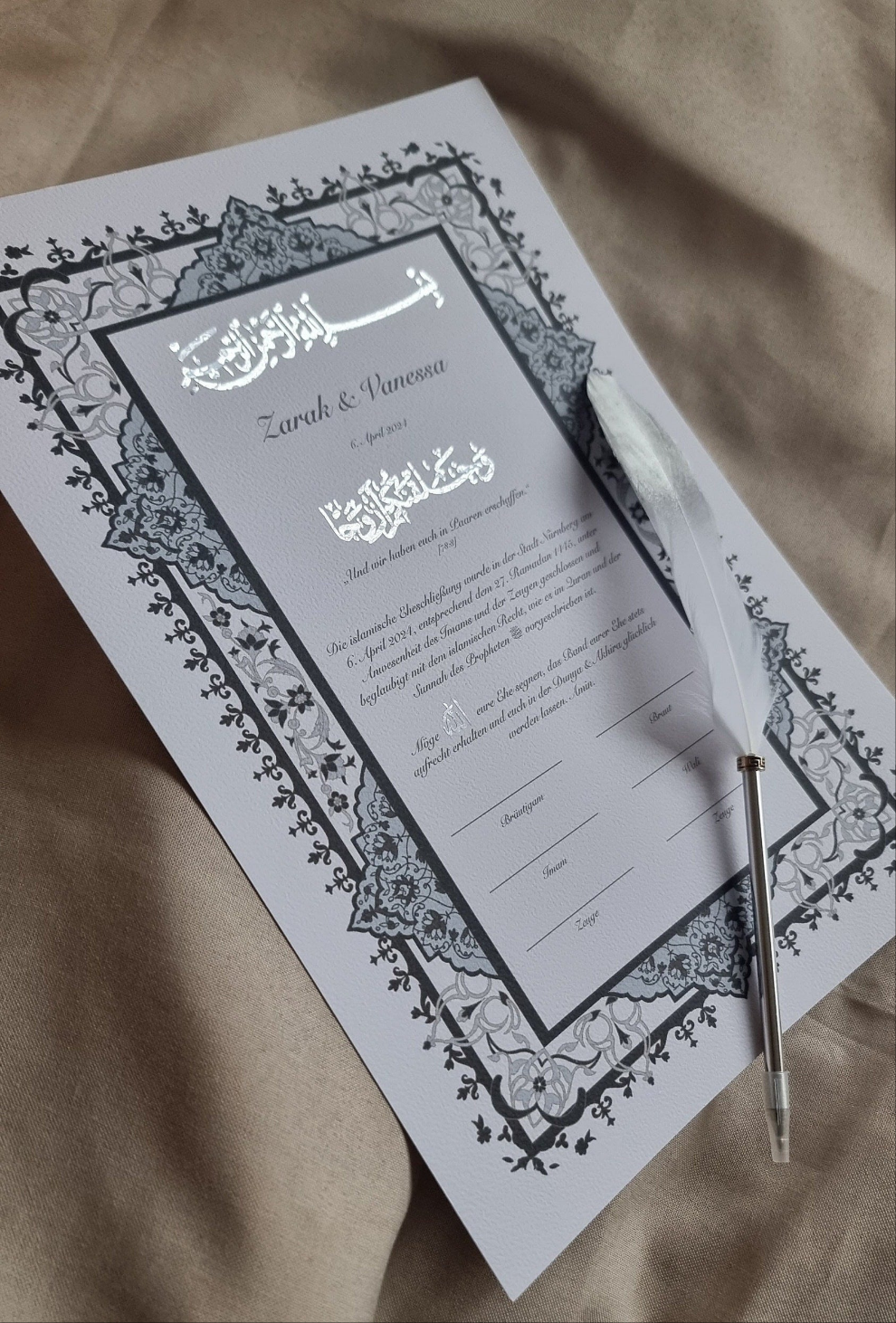 Islamische Eheurkunde Nikah-Zertifikat