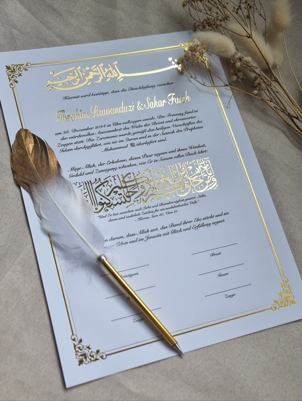 Islamische Eheurkunde Nikah-Zertifikat