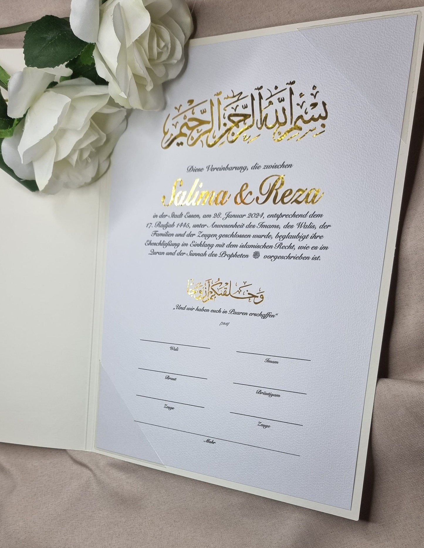 Edle DIN A4 / Dina3 Nikkah Zertifikat | islamische Eheurkunde | dini nikah belgesi