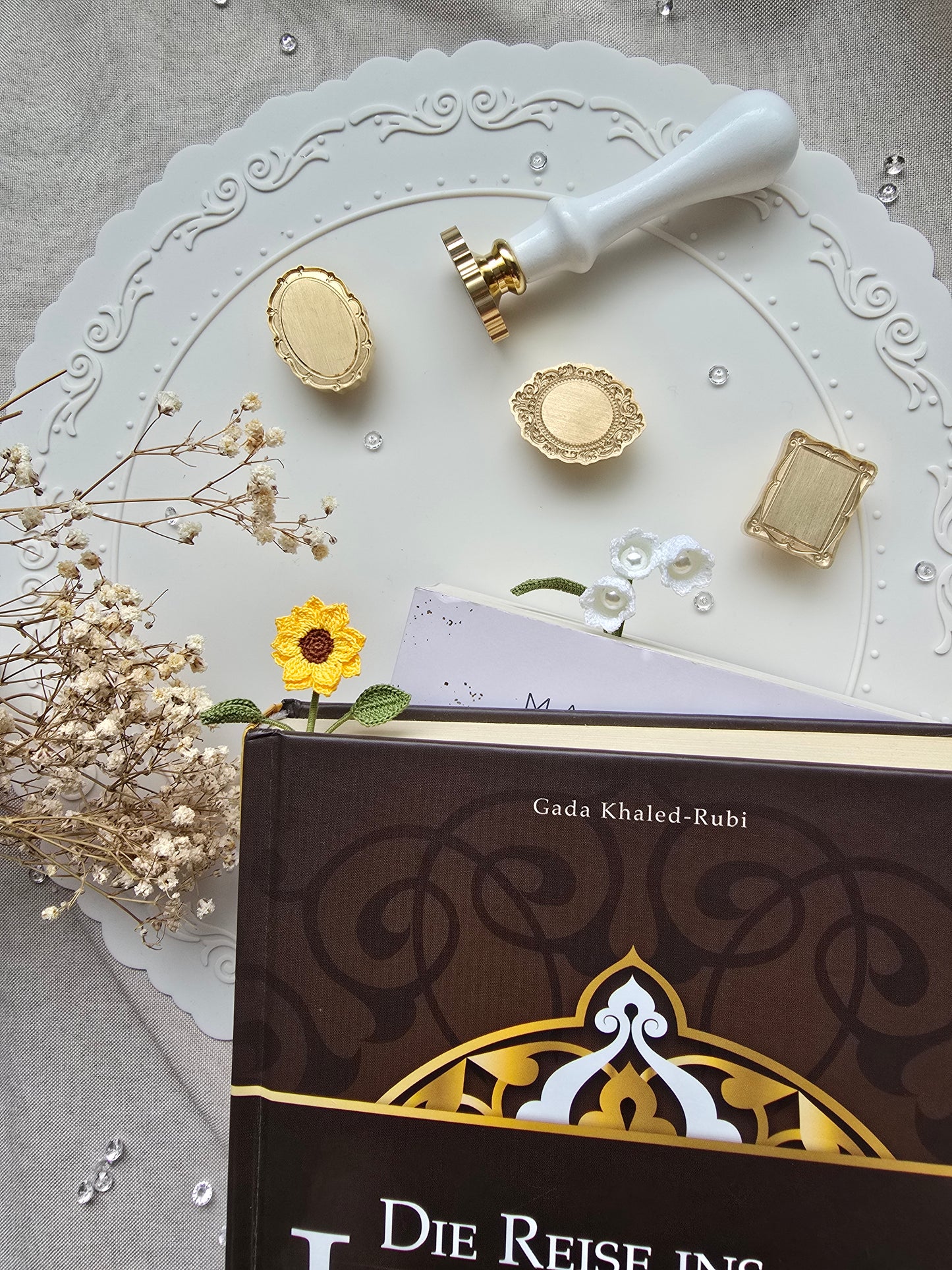 Niedliches handgehäkeltes Lesezeichen - Sonnenblume -