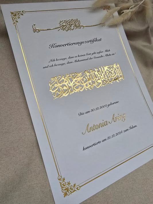 Edles Konvertierungszertifikat Konvertierung Urkunde